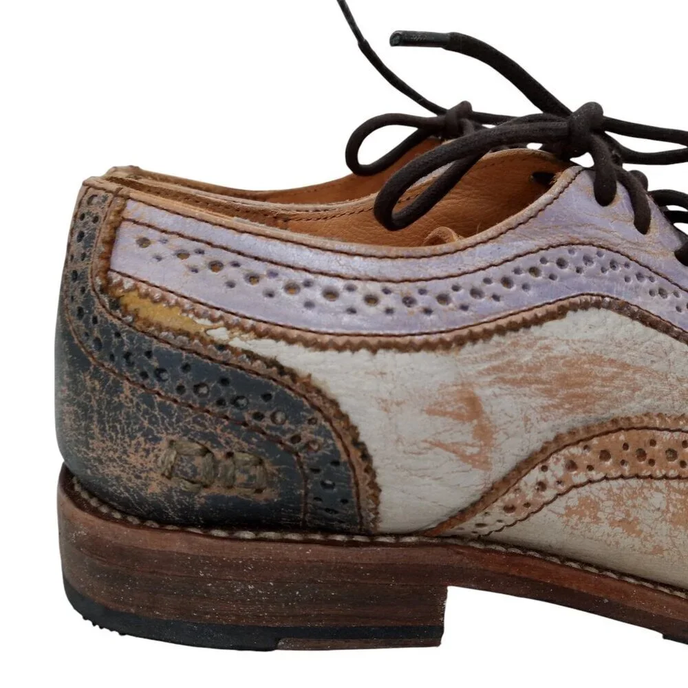 Bed Stu Lita Cobbler Wingtip Brogues Oxford Loafers Size 8.5 Leather Distressed